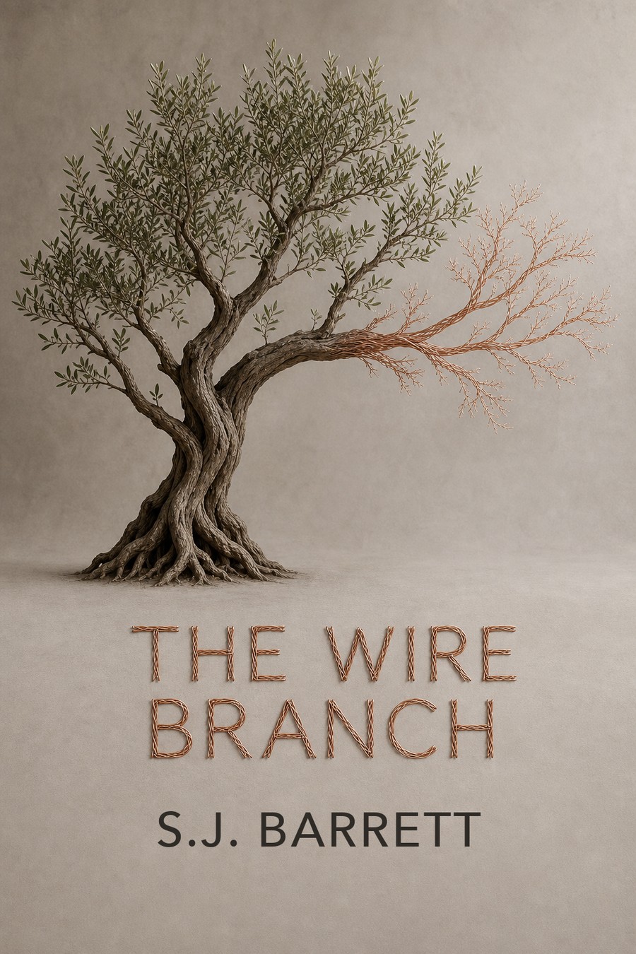 The Wire Branch, by S.J. Barrett — an olive tree whose branches turn to braided copper wire